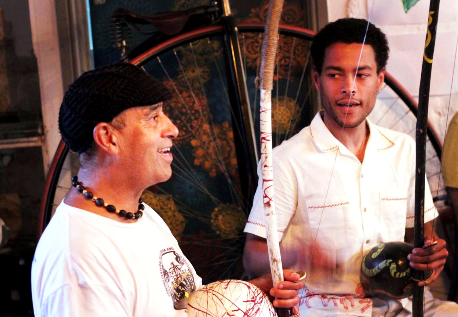 Capoeira Angola musicians with berimbaus and percussion